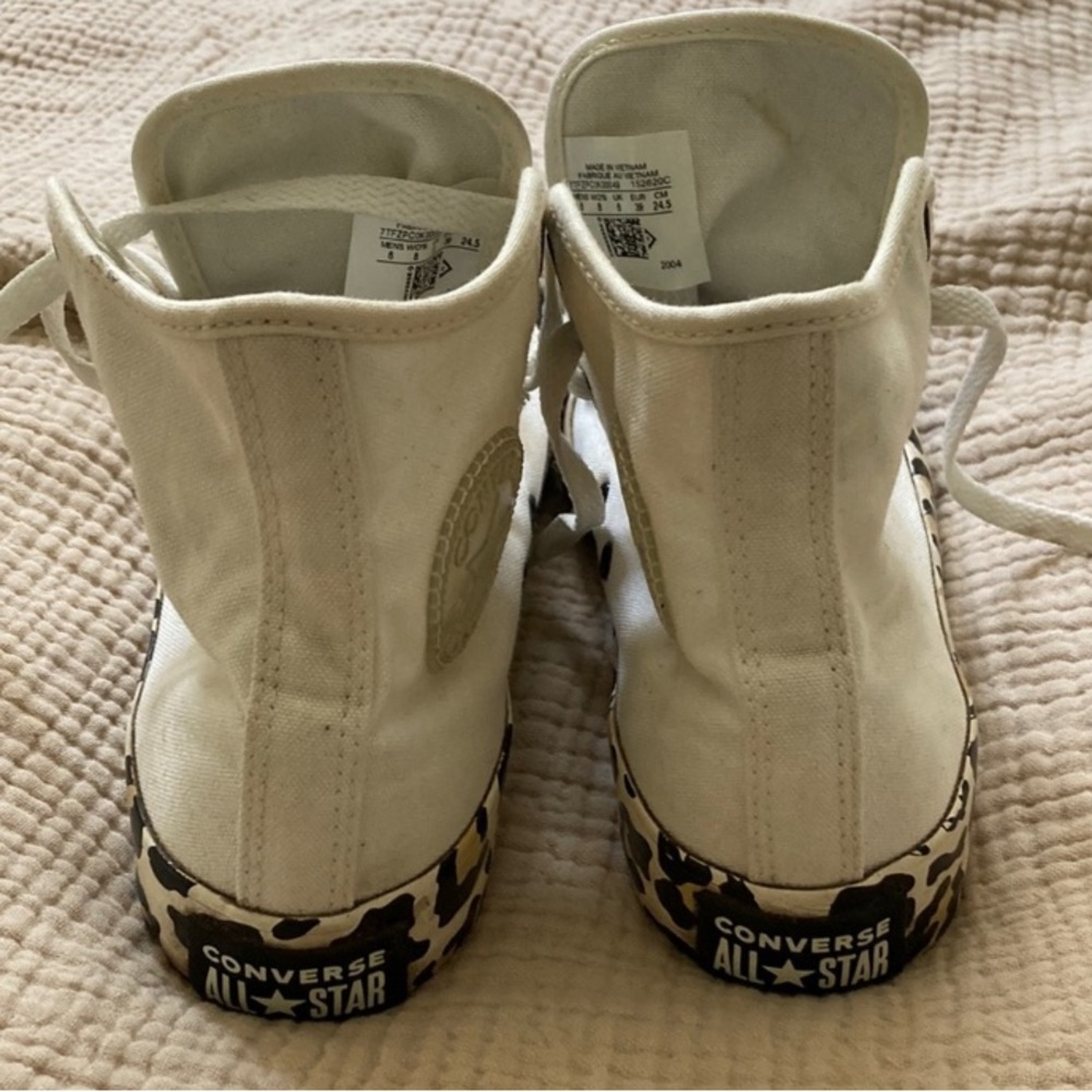 White Leopard Custom High Top Converse - Picture 3 of 5